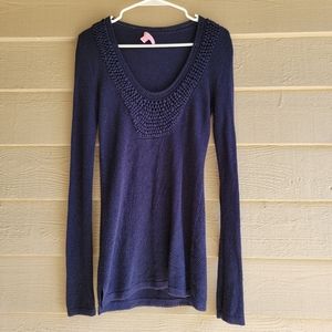 LILLY PULITZER Navy Roberta Tunic Sweater, Size XS